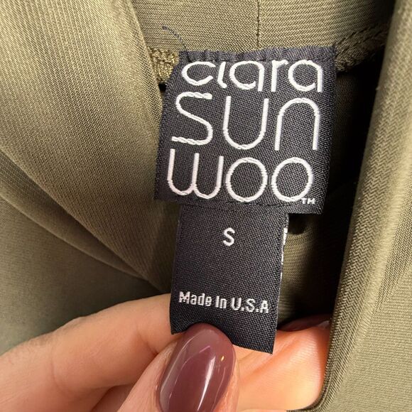 Set of 2: Clara Sun Woo Mini Dresses Womens Small Olive Green Black Mockneck - Picture 9 of 12